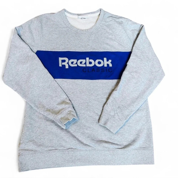90s Style Reebok Logo Pullover Crewneck Sweatshirt. fleece lined - Picture 1 of 6